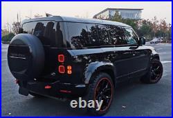 2PCS Glossy Black Side Gear Box +Side Ladder Fits For LR Defender 90 2020-2024