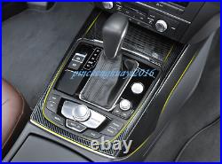 4PCS Carbon Fiber Inner Gear Shift Box Panel Cover Trim Fit For Audi A6 C7 12-18