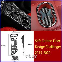 9×Soft Carbon Gear Shift Box Panel Cover Trim Fit For Dodge Challenger 2015-2020
