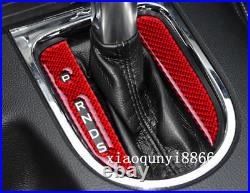 Fit For Ford Mustang 2015-2020 Red Carbon Fiber Gear Shift Box Panel Frame Trim