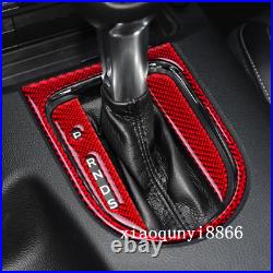 Fit For Ford Mustang 2015-2020 Red Carbon Fiber Gear Shift Box Panel Frame Trim