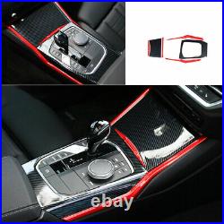 For BMW 3 Series G20 2019-2021 Red+Carbon Fiber Gear Box Shift & Cup Panel Cover