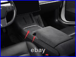 For Tesla Model 3/Y 2020-2021 Black Suede Inner Gear Shift Box Panel Cover 2pcs
