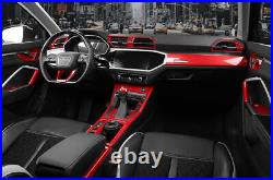 Middle Console Gear Shift Panel Trim 1 Fit For Audi Q3 2019-2022 Bright Red ABS