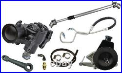 Power Steering Gear Box Kit, V8 Bracket, Single Pulley, 201, Fits 72-75 Jeep Cj