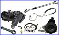 Power Steering Gear Box Kit, V8 Bracket, Single Pulley, 201, Fits 76-86 Jeep Cj