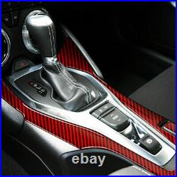 Red Carbon Fiber Inner Gear Shift Box Panel Cover Trim Fit For Chevrolet Camaro