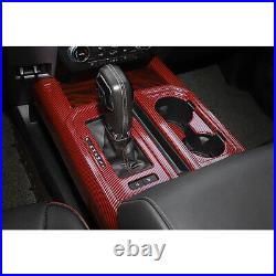 Red Carbon Fiber Look Gear Box Shift Cup Holder Panel Cover For Ford F150 F-150