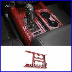 Red Carbon Fiber Mook Gear Box Shift Holder Panel Cover For Ford F150 F-150 M