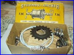 Sturmey Archer FM 4 Speed Medium Ratio Hub Gear NOS Boxed and c/w Fittings